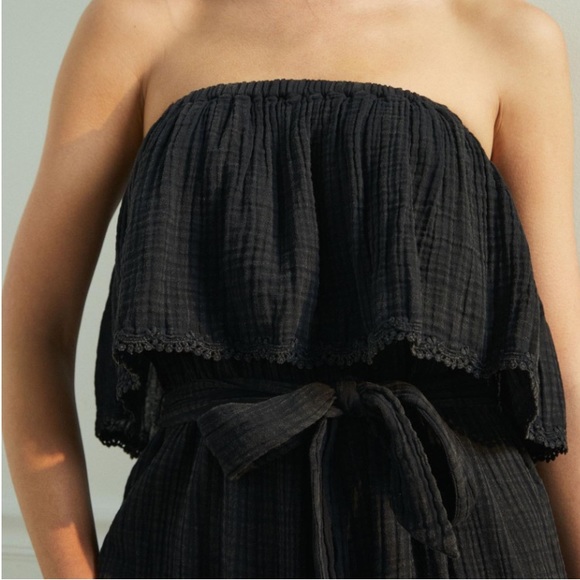 DAILY PRACTICE BY ANTHROPOLOGIE BLACK KYLIE KONA STRAPLESS DRESS - Picture 7 of 15